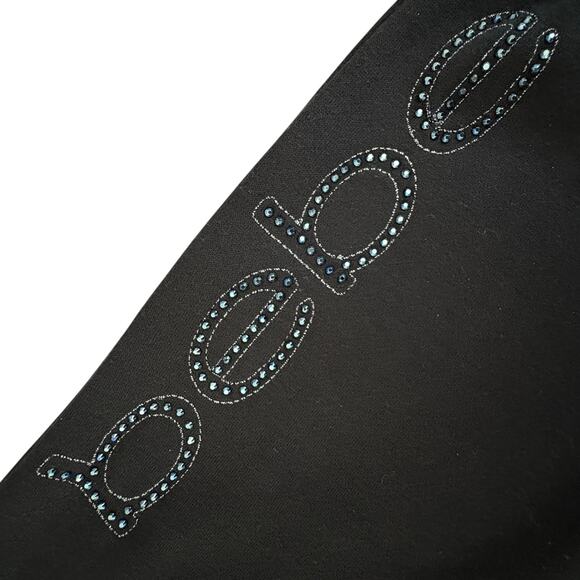 Bebe Sport Joggers Pants XL Black Rhinestone Logo Sweatpants Y2K Glam Athleisure - Picture 2 of 5
